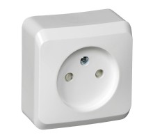 Этюд Белый О/У Розетка без заземления со шторками  PA16-002B  SE