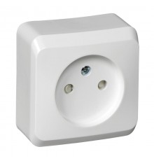 Этюд Белый О/У Розетка без заземления со шторками  PA16-002B  SE