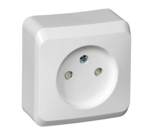 Этюд Белый О/У Розетка без заземления со шторками  PA16-002B  SE