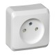 Этюд Белый О/У Розетка без заземления со шторками  PA16-002B  SE