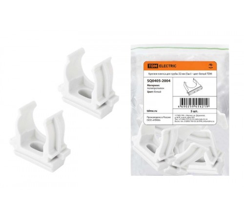 Крепеж-клипса для трубы 32 мм (5шт) - цвет белый  SQ0405-2004  TDM