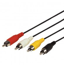 Шнур 4 RCA - 4 RCA, длина 5 метров, черный  17-0305  REXANT