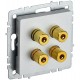 BRITE АудиоРозетка 4-местная РА10-БрА алюминий  BR-S40-K47  IEK