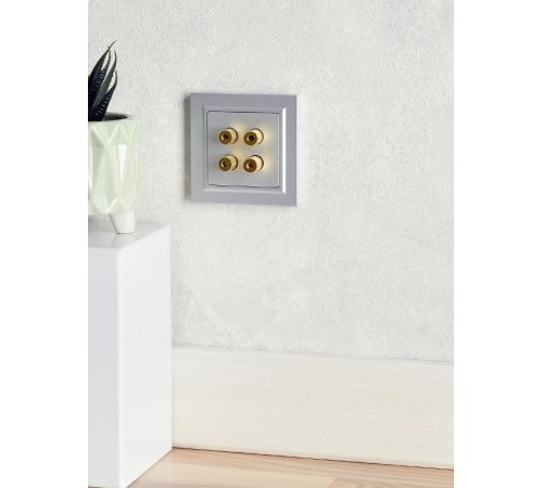 BRITE АудиоРозетка 4-местная РА10-БрА алюминий  BR-S40-K47  IEK