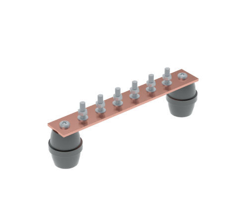 Главная заземляющая шина с изоляторами на 6 подключений 260х40х4 мм CU  GZSH6 CU  КМ-профиль
