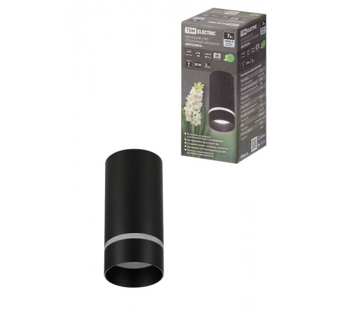 Светильник-спот потолочный накладной LED, 7 Вт, 230 В, 50 Гц, 4000К, IP20, "Вероника", черный,  SQ0356-0419  TDM