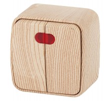 3-105-11 Intro Выключатель двойной с подсветкой, 10А-250В, IP20, ОУ, Polo, сосна  Б0036106  Intro