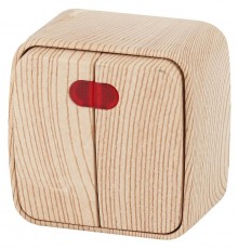 3-105-11 Intro Выключатель двойной с подсветкой, 10А-250В, IP20, ОУ, Polo, сосна  Б0036106  Intro