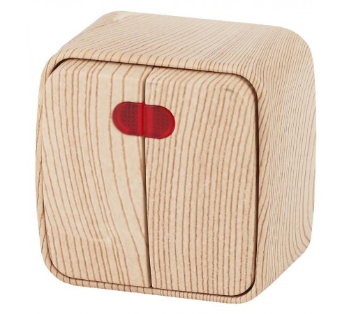 3-105-11 Intro Выключатель двойной с подсветкой, 10А-250В, IP20, ОУ, Polo, сосна  Б0036106  Intro