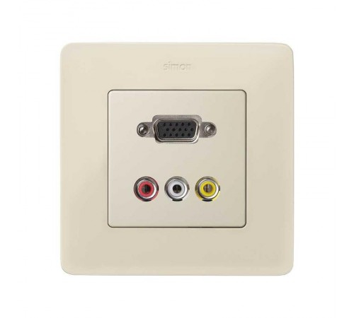 Simon 82 Накладка для коннектора VGA HD15, "мама" + 3RCA, S82, S82N, S82 Detail, слоновая кость  8200092-031  Simon