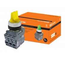 Переключатель на 2 положения с фиксацией M2SS1-21Y короткая ручка(LED) d22мм/220B 1з+1р желтый  SQ0747-0072  TDM