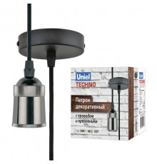 Патрон декоративный DLC-T-S31/E27 TS/1M/BL PEARL BLACK "Techno", с проводом (1м) и креплением. алюминий, цвет черный жемчуг  UL-00005287  Uniel