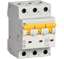 Выключатель автоматический трехполюсный ВА47-60МА без тепл. расцеп. 3P 6А 6кА D  MVA33-3-006-D  IEK