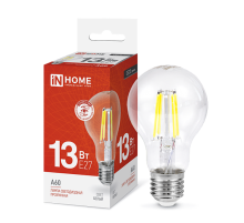 Лампа светодиодная LED-A60-deco 13Вт 230В Е27 4000К 1170Лм прозрачная  4690612035604  IN HOME