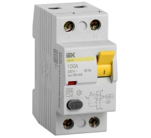 Выключатель дифференциальный (УЗО) ВД1-63 2п 100А 100мА тип AC  MDV10-2-100-100  IEK