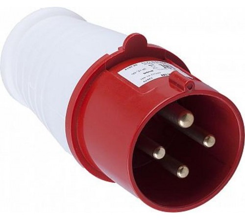 PPG32-41-441 Вилка прямая для силовых кабелей сеч. 2,5-6 мм2, 3PIN+PE, 415В, 32A, красный/белый  32879  STEKKER