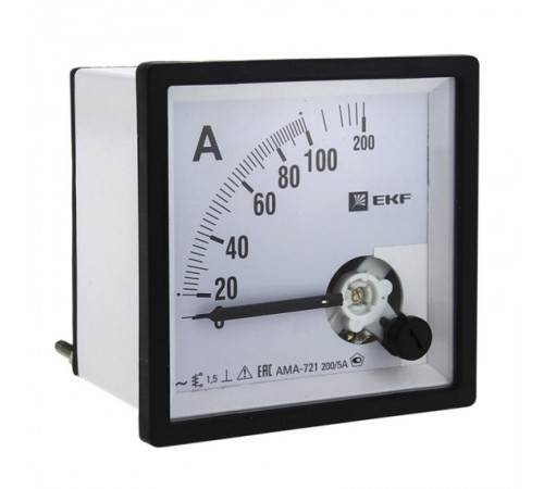 Амперметр AM-A721 аналоговый на панель 72х72 (квадратный вырез) 2000А трансформаторное подключение EKF PROxima  ama-721-2000  EKF