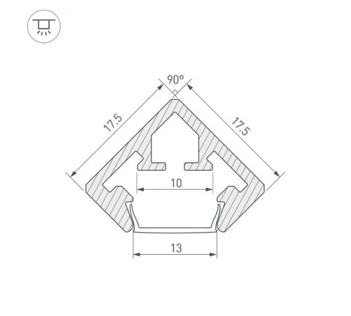 Профиль PDS45-KUB-2000 ANOD  021646  Arlight