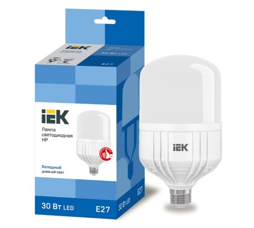Лампа светодиодная LED 30Вт Е27 230В 6500К HP  LLE-HP-30-230-65-E27  IEK