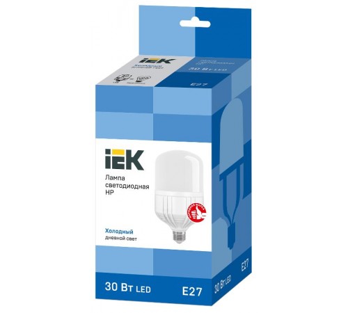 Лампа светодиодная LED 30Вт Е27 230В 6500К HP  LLE-HP-30-230-65-E27  IEK