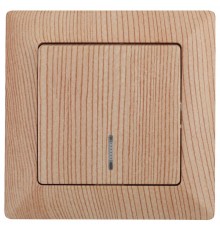 Выключатель Intro Solo 4-102-11 одноклавишный с подсветкой, 10А-250В, IP20, СУ, сосна  Б0053572  Intro