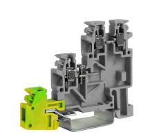 Клеммный зажим. Трехуровневый для подключения датчиков. С заземлением на нижнем уровне. Тип TLE.2/GR. Серый. 2,5 кв.мм.  ZTL400GR  DKC