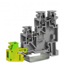 Клеммный зажим. Трехуровневый для подключения датчиков. С заземлением на нижнем уровне. Тип TLE.2/GR. Серый. 2,5 кв.мм.  ZTL400GR  DKC