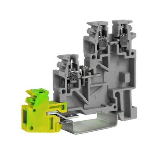 Клеммный зажим. Трехуровневый для подключения датчиков. С заземлением на нижнем уровне. Тип TLE.2/GR. Серый. 2,5 кв.мм.  ZTL400GR  DKC