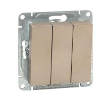 Механизм выключателя, трёхклавишный, шампань Эпика  UP1-SWC-31 EKF