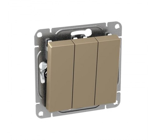 Механизм выключателя, трёхклавишный, шампань Эпика  UP1-SWC-31 EKF