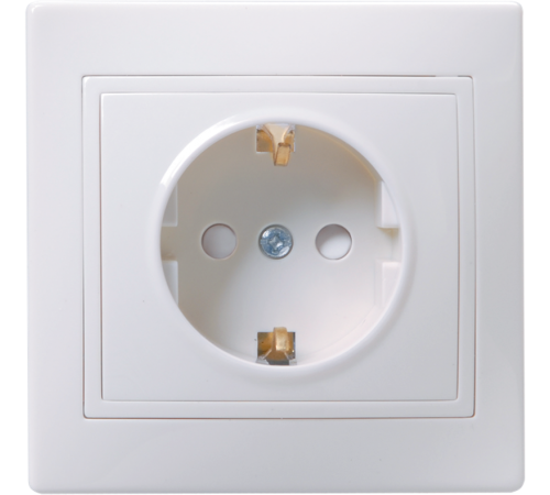 КВАРТА Белый Розетка 1-местная с заземлением со шторками керамическая 16А РСш10-3-КБ ERK14-K01-16-K  GENERICA