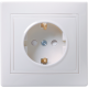 КВАРТА Белый Розетка 1-местная с заземлением со шторками керамическая 16А РСш10-3-КБ ERK14-K01-16-K  GENERICA