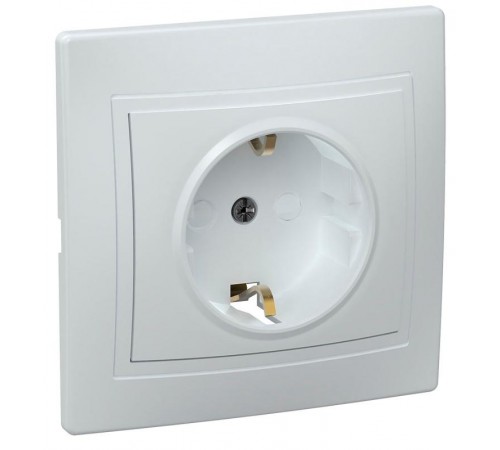 КВАРТА Белый Розетка 1-местная с заземлением со шторками керамическая 16А РСш10-3-КБ ERK14-K01-16-K  GENERICA