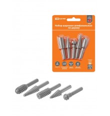 Набор шарошек шлифовальных, рашпильных,  6 мм, L 40-55 мм, по дереву, 5 шт, "Рубин"   SQ1097-0513  TDM