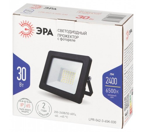 Прожектор светодиодный   LPR-042-3-65K-030 30Вт 6500К 2400лм IP65 с встроенным фотореле  Б0064443  ЭРА