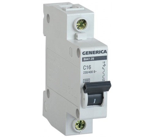 Выключатель автоматический однополюсный ВА47-29 20А C 4,5кА  MVA25-1-020-C  GENERICA