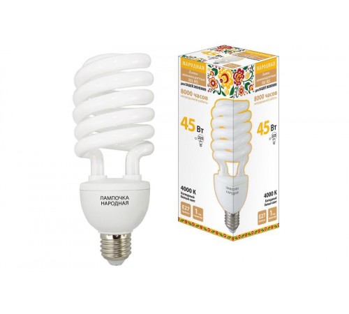 Лампа энергосберегающая КЛЛ  45Вт Е27 840 cпираль НЛ-HS  SQ0347-0035  TDM