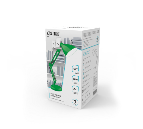 Светильник настольный GTL003 60W 220-240V E27 зеленый струбцина и основание 1/12  GT0033  Gauss