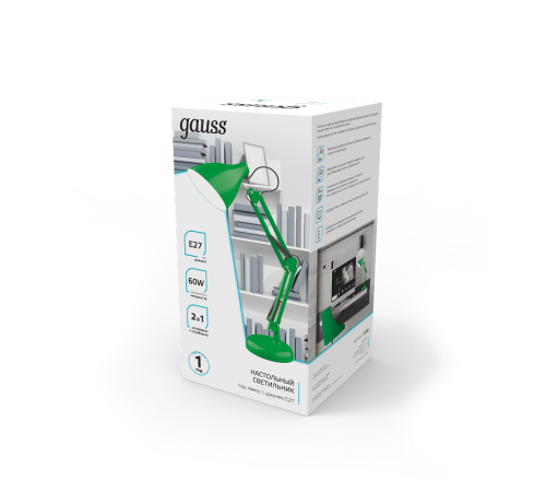 Светильник настольный GTL003 60W 220-240V E27 зеленый струбцина и основание 1/12  GT0033  Gauss