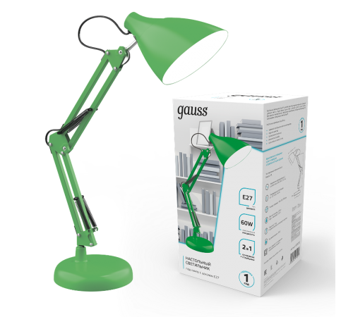 Светильник настольный GTL003 60W 220-240V E27 зеленый струбцина и основание 1/12  GT0033  Gauss