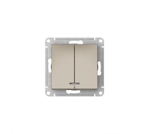 AtlasDesign Шампань Выключатель 2-клавишный с подсветкой,сх.5а, 10АХ,механизм, быстрозажимные клеммы  ATN000553S  SE