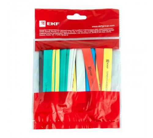 Термоусаживаемая трубка ТУТ нг 12/6 набор:7 цветов по 3шт. 100мм. EKF PROxima  tut-n-12  EKF