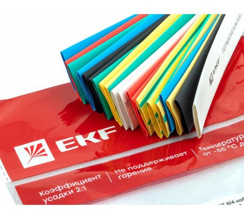 Термоусаживаемая трубка ТУТ нг 12/6 набор:7 цветов по 3шт. 100мм. EKF PROxima  tut-n-12  EKF