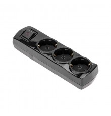 Колодка PREMIUM 3 гнезда, с/з, с выключателем, черный  13-4405  REXANT