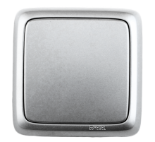 Выключатель открытой установки, одноклавишный, с изолирующей пластиной, цвет серебро  ВА10-113-06  HEGEL