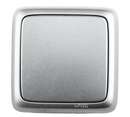 Выключатель открытой установки, одноклавишный, с изолирующей пластиной, цвет серебро  ВА10-113-06  HEGEL