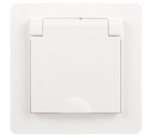 Розетка Intro Style 7-209-01 2P+E Schuko с крышкой штор., 16А-250В, IP44, СУ, белый   Б0060645  Intro