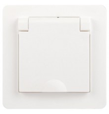 Розетка Intro Style 7-209-01 2P+E Schuko с крышкой штор., 16А-250В, IP44, СУ, белый   Б0060645  Intro