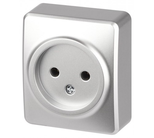 Розетка Эксперт 11-2201-03 2P IP20 16A-250В ОУ Алюминий  Б0063033  ЭРА
