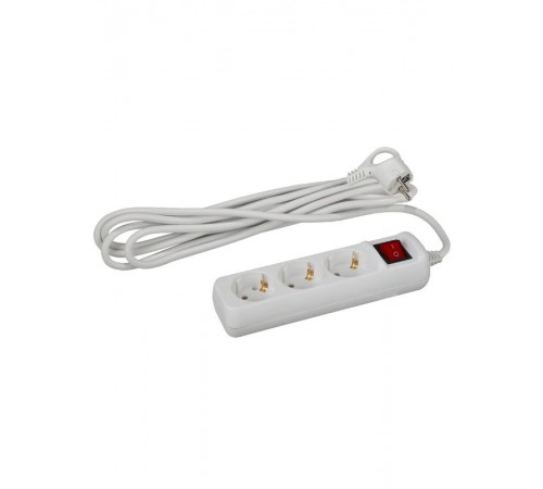 Удлинитель электрический U-3es-5m-3x1,5 с заземлением с выключателем 3 розетки 5м ПВС 3x1,5мм2 16А  Б0044041  ЭРА